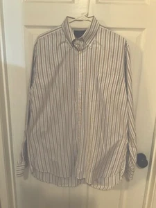 Charles Tyrwhitt grau/blau gestreiftes Langarmhemd mit Knopfleiste bügelfrei Large - Bild 1 von 6