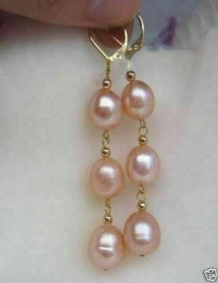 Very Beautiful 10-12mm Natural Pink South Sea Drop Pearl Earrings 14k Gold P - Image 1 of 4