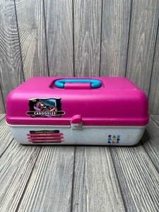 Caboodles Pink & Gray Plastic Cosmetic Organizer With Handle & 2 Slide-Out Trays - Picture 1 of 8