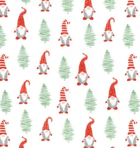 Christmas Fabric - Cute Xmas Gonks Polycotton Craft Fabric Material Metre - Picture 1 of 3