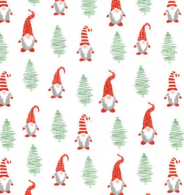 Christmas Fabric - Cute Xmas Gonks Polycotton Craft Fabric Material Metre - Image 1 of 3