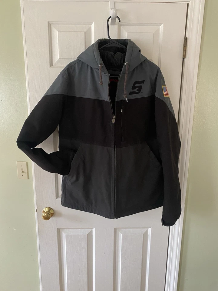 Snap-On Tools Two Toned Black And Grey Heavy Hooded Winter Jacket Zip-Up, Large - Image 1 of 4