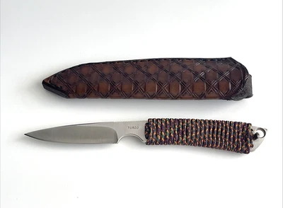 Early Mike (Mickey) Yurco Custom 1237 Cord-Wrapped Skinner Knife 440C USA - Image 1 of 4