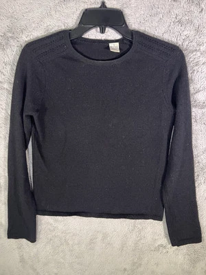 100% Cashmere Sweater Women’s Size S Black Super Soft With Accents - Image 1 of 4