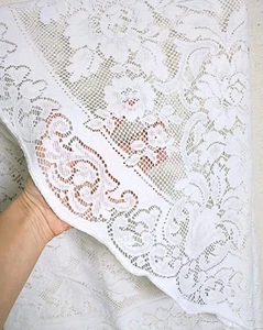 Tovaglia vintage ovale pizzo 94 x 70 panna bianco sporco uncinetto grande cotone  - Foto 1 di 13