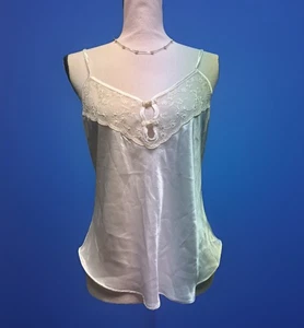Braut Elfenbein Satin Spitze Trägertop Dessous Slip Y2K Flitterwochen Babydoll S - Bild 1 von 4