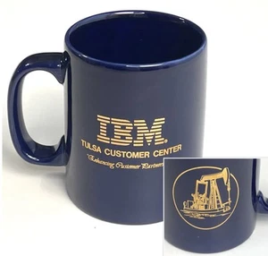 Vintage IBM Ceramic Mug Dark Blue & Gold Kiln Craft - Picture 1 of 12