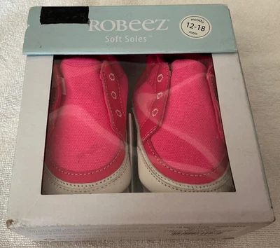 ROBEEZ Suelas Suaves Bebé Niña Tenis Rosa 12-18 Meses Zapatos en Caja Usados en Excelente Condición Foto 1 de 4