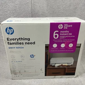 HP ENVY 6052E All-In-One Printer Scanner Copier White 6-Month Instant Ink - Afbeelding 1 van 7