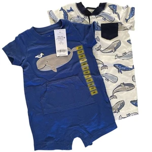 Carter's Baby Blue Whale 2 piece Bodysuit Set 6M - Picture 1 of 11