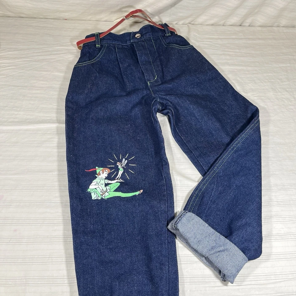 MUY RARO Pantalones Jean Peter Pan Disney Vintage Años 70 80 Niños 6X Campanilla Nuevo de Lote Antiguo R1 Foto 1 de 4