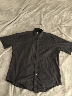 AMERICAN APPAREL Short Sleeve Button - Size XL Dark Gray - 100% Cotton - Image 1 of 4