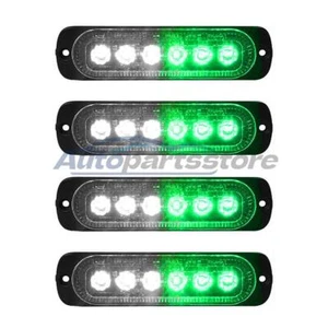 4x 6-LED White Green Car Recovery Flashing Grille Beacon Warning Strobe Lights - Picture 1 of 3