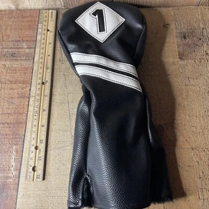 Unbranded Generic #1 Driver Golf Club Head Cover Faux Leather White/black - Picture 1 of 9