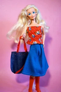 Vtg Barbie Mattel Late Superstar Era 1990s Redressed 70s Style W Accessories - Picture 1 of 15