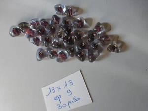 perle vintage, lot de 30 perle triangle bicolore transparent/violet en verre - Bild 1 von 4