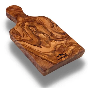 HESTENBERG Frühstücksbrett mit Griff (27 cm) aus Olivenholz, Schneidebrett - Bild 1 von 6