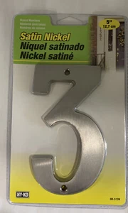 Hy-Ko  Nail On  Satin Nickel  Number  3  5 in. - Picture 1 of 2