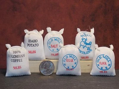 Juego de 6 sacos de comida miniatura para casa de muñecas tienda escala 1:12 pulgadas C60 Dollys Gallery Foto 1 de 2