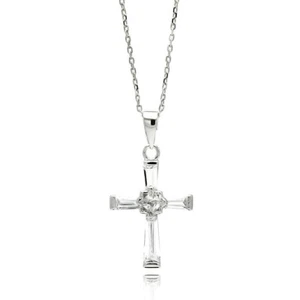 UNIQUE DESIGN CROSS NECKLACE PENDANT LAB CREATED DIAMONDS 925 STERLING SILVER - Imagen 1 de 1