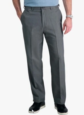 Haggar Men's Cool 18 Hidden Comfort Waist Plain Front 32W 30L Classic Fit Pant - Image 1 of 4