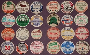 LOTE DE 24 tapas de botellas de leche originales diferentes #7 sin usar nuevo stock antiguo - Imagen 1 de 4
