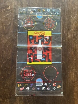 Coca-Cola 1997 Coca-Cola NHL Play For Real Promo Enfriador Adhesivo Concurso Cartel Anuncial Foto 1 de 3