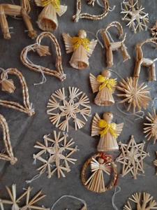 Stroh Sterne, Kugeln, Herzen,Hirsche, Engel - Anhänger für Weihnachten 70 Stück - Bild 1 von 5