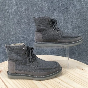 Toms Boots Womens 5.5 Searcher CastleroQuilted Lace Up Chukka Gray Wool Fabric - Picture 1 of 15