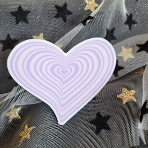 STKR063-Psychedelic Heart - Pink and Purple | Hearts Layered Cute Cutesy Demure - Picture 1 of 8