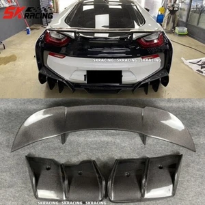 Carbon Fiber Rear Bumper Diffuser+Spoiler Wing Kits Fits 2014-2020 BMW i8 Coupe - Picture 1 of 19