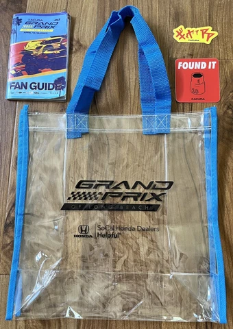 Grand Prix of Long Beach 2023 Clear Reusable Tote Bag, Fan Guide, Vinyl Stickers Cover