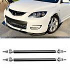 Car Universal Adjustable Front Bumper Lip Splitter Strut Rods Support Bar Black