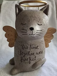 Alpine Resin Angel Pet Memorial Statue Cat Gold Color Wings+Halo Heavenly Figure - Picture 1 of 24
