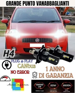 Set H4 Para LED Fiat Grande Punto Lámparas H4 6000K Xenón Blanco No Avería - Imagen 1 de 2