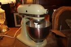 Vintage Avocado Green Kitchen Aid K-45 Stand Household Mixer Tested & Works Bowl