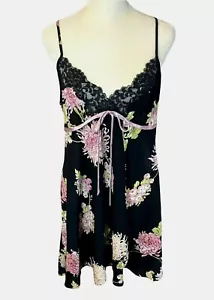 Oscar de la Renta Pink Label Floral Babydoll Nightgown Chemise Sz M Black EUC! - Picture 1 of 7