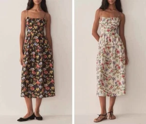 Damen-Midikleid mit Blumenmuster rückenfrei A-Linie Schlupf - Bild 1 von 10