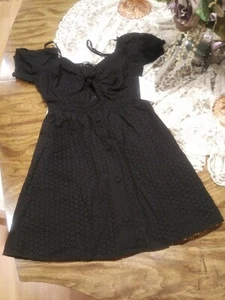 Zara Embroidery Open Cutwork Knotted Off The Shoulder Mini Dress Sz S 7102/234 - Picture 1 of 5