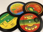 Bob Marley. 4 Vinyl Record Label coasters. Natty Dread. No woman No Cry. Reggae.