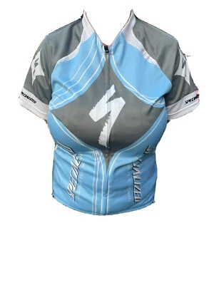 Camiseta deportiva Specialized para mujer S/S ciclismo cremallera completa azul gris y blanco talla XL USADA EN EXCELENTE ESTADO Foto 1 de 4