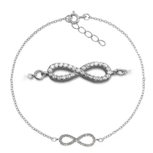 sehr schönes Armband Infinity  16+ 3 cm  925/ Silber mit Karabiner Unendlichkeit - Picture 1 of 3