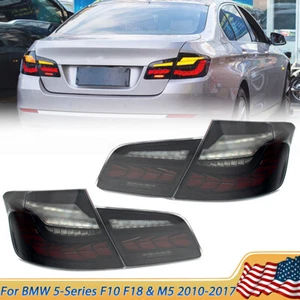 LED Tail Lights For 2011-2016 BMW 5 Series F10 F18 M5 Smoked Sequential Lamps - Picture 1 of 19