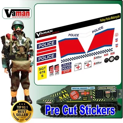 VAMAN Action Man Stickers Police Motorcycle (Die Cut)