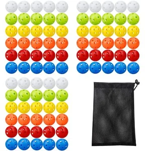 90 Pack Colorful Plastic Practice Golf Balls Airflow Hollow Training Golf Bal... - Picture 1 of 7