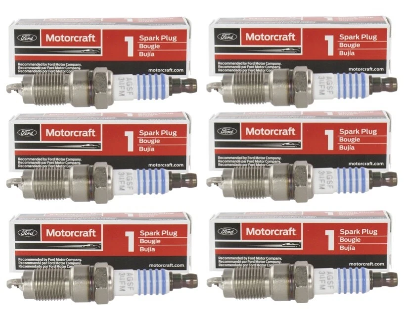 Set 6 OEM FORD Spark Plugs Motorcraft SP504X AGSF34FM Finewire Platinum 4.2L V6 - Image 1 of 4