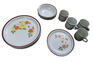 Lote De Colección Flor Interpur Jardín Gres 4 Platos de Cena y 4 Ensalada 4 Cuencos Tazas - Imagen 1 de 22