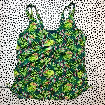 Lands End Baltic Teal Palm Underwire Tankini SWIM TOP 22W PLUS 522619 - Image 1 of 4