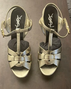Yves Saint Laurent Tribute Metallic Leder Plateau Sandalen - Gr. 11 B / 41 EU - Bild 1 von 10