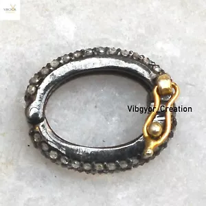 ¡Venta! Broche de búsqueda de diamantes pavimentados naturales oro 14k hecho a mano plata sólida 925 - Imagen 1 de 5